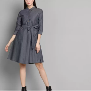 Women A-line Blue Dress